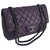 Classique Chanel Sac moyen à rabat avec doublure limitée Cuir Violet Prune Lavande  ref.116680