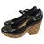 Chanel Wedge mules Black Patent leather  ref.116915