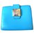 Beau portefeuille Yves Saint Laurent Cuir Métal Bleu Turquoise  ref.116967