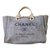 Sac Chanel deauville XL Tissu Bleu Crème  ref.117169