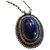 Autre Marque Llapis lazuli cabochon set in silver with chain. Blue Silver-plated  ref.117353