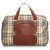 Burberry Brown Plaid Leather Trimmed Duffle Bag Multiple colors Beige Nylon Cloth  ref.117499