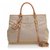 Prada Brown Canapa Jacquard Tote Bag Beige Leather Cloth  ref.117666