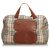 Burberry Brown Plaid Canvas Duffle Bag Multiple colors Beige Leather Nylon Cloth  ref.117684