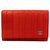 Portafoglio bi-fold in pelle trapuntata rossa Chanel Rosso  ref.117928
