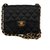 Soberba bolsa Vintage Mini Chanel em hardware de seda e ouro em muito bom estado! Preto Metal  ref.117969