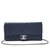Timeless Chanel WALLET ON CHAIN WOC NAVY SILVER Navy blue Leather  ref.118366