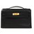Hermès KELLY CLUTCH BLACK GOLD Leather  ref.118367