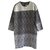 Céline Celine black & white raffia-effect jacquard dress. Grey Cotton  ref.118878