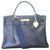 Hermès Hermes Kelly 35 caixa de couro azul  ref.119164
