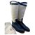 Kelly Hermès Jumping boots Blue Cream Leather Cloth  ref.120028