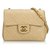 Timeless Chanel Brown Classic Mini Quadrado De Couro De Pele De Cordeiro Único Flap Bag Marrom Bege  ref.120545