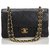 Timeless Chanel Black Classic pequeno couro de pele de carneiro forrado Flap Bag Preto  ref.120555