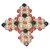 Chanel superbe broche croix métal doré, perles et cabochons noirs et corail  ref.120808