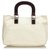Fendi White Cotton Handbag Brown Cream Dark brown Leather Cloth  ref.120884
