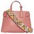 BURBERRY The Banner leather bag with Vintage check pattern Pink  ref.120946
