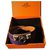 Hermès "Rivale" Bracelet in Palladium Plated and Swift calf leather: Purple  ref.121570