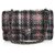 Chanel classique 255 Tweed Gris Crème Doublé Rose Flap Bag Sac à main épaule moyenne Multicolore  ref.121848