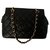 Chanel pequena sacola de compras Preto Couro  ref.122101