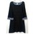 Robe Chanel Soie Coton Viscose Noir Blanc Bleu  ref.122108
