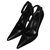 Zapatillas de piel GUCCi con tacón de metal plateado. Negro Cuero  ref.122634