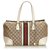 Gucci Brown Grande GG Jacquard Web Treasure Handbag Marrom Multicor Bege Couro Pano  ref.123103