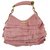 Yves Saint Laurent YSL Pink Suede Leather Ruffle Mombasa Shoulder Bag Horn Handle  ref.123433