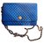 Wallet On Chain Chanel WOC Blue Leather  ref.123534
