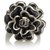 Chanel Silver Camellia metalizado anillo Negro Plata  ref.124173
