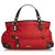 Burberry Red Nylon Handbag Brown Dark brown Leather Cloth  ref.124212