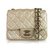 2.55 Chanel Silver Gold Square Mini 255 Funda de piel de cordero solapa herrajes metálicos Plata Cuero  ref.124642