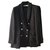 Zara chaqueta rizada de tweeed Negro Lienzo  ref.125031