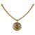 Colar de Pingente Chanel Gold CC Dourado Metal  ref.125057