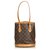 Bucket Louis Vuitton Brown-Monogramm-kleiner Eimer Braun Leder Leinwand  ref.125087