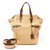 Yves Saint Laurent DOWNTOWN STRAW BAG AND BELT Brown Beige Golden Leather Metal  ref.125739