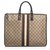 Gucci Brown Web Briefcase Marrone Bianco Pelle Panno  ref.125783