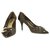 Louis Vuitton Brown Mini Lin Canvas & Leather Tacchi a punta 37 pompe scarpe Marrone Tela  ref.125915