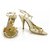 Prada Gold Schlangenhaut geprägtes Leder Slingback Heels Riemchen Schuhe Pumps Gr 38.5 mit Holzanhänger Golden  ref.126036