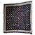 Louis Vuitton Monograma de lenço quadrado Preto Seda Poliéster  ref.126141