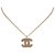 Chanel Gold CC Rhinestone Necklace Pink Golden Metal  ref.126335