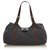 Fendi Black Zucchino Jacquard Shoulder Bag Marrone Nero Marrone scuro Pelle Panno  ref.126691