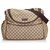 Gucci Marrom GG Jacquard Diaper Bag Bege Castanho escuro Couro Pano  ref.126739