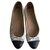 Chanel Zapatillas de ballet Negro Cuero  ref.126774