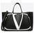 VALENTINO SAC MEDIUM SHOPPING BAG VLOGO ESCAPE WITH INLAY Black White Leather  ref.126805
