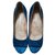 Chanel Heels Blue Suede  ref.128122