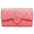 Chanel Pink Quilted Lambskin Timeless Flap Carteira Rosa Couro  ref.128424
