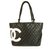 Chanel preto couro acolchoado Ligne Cambon sacola grande com CC branco Stiched  ref.128505