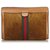 Gucci Brown Web Suede Clutch Bag Multiple colors Dark brown Leather  ref.129103