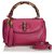 Gucci Pink Leather New Bamboo Satchel Brown Wood  ref.129108