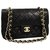 Timeless Chanel Black Classic Flap forrado de piel de cordero mediana Negro Cuero  ref.129332